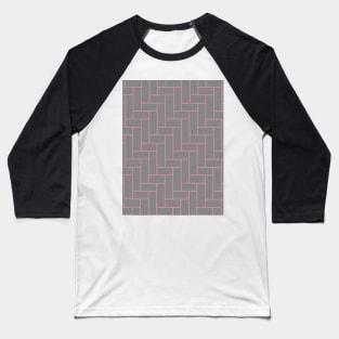 Geometric Tiles in Grey and Pink Baseball T-Shirt